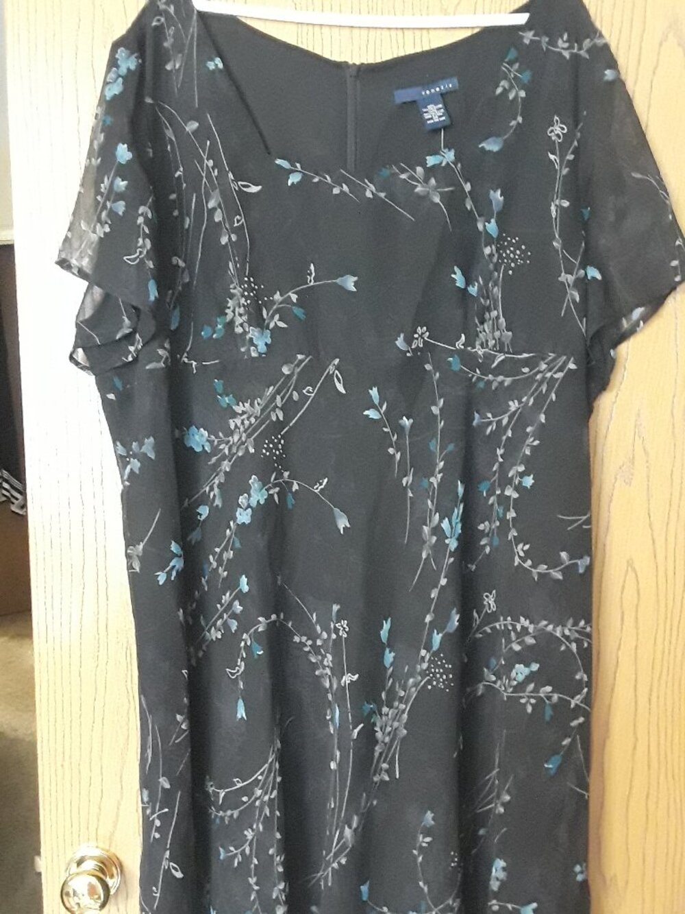 NWT Vintage Venezia/Lane Bryant Dress Sz 26-Square Neck Floral-Sheer Sleeve Y2K